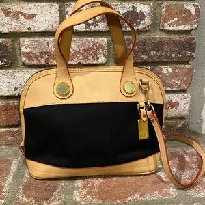 Dooney & Bourke Canvas Cabriolet Domed Satchel in Blk & Tan